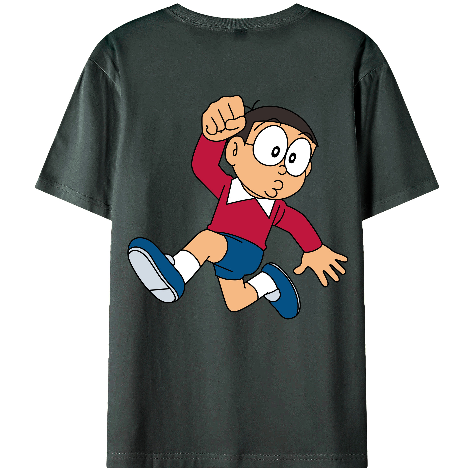 （画像用） ドラえもん 野比 のび太 Doraemon Nobita Nobi 綿100％ メンズ半袖Tシャツ（バックプリント） 通気性
